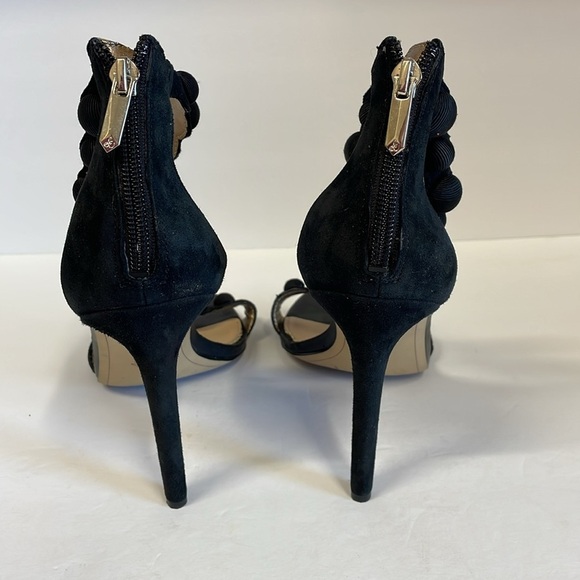 Sam Edelman Addison Black Suede Open Toe Ankle Strap Heels - Picture 4 of 10